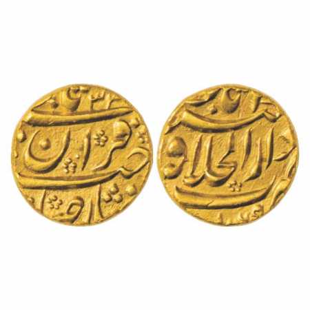 Shah Jahan (1628-1658 AD), Gold Half Mohur Nisar, 5.70g. Dar al-Khilafat Akbarabad Mint, A