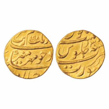 Aurangzeb (1658-1707 AD), Gold Mohur, 11.07g. Surat Mint, AH 1098/RY 30, KM 315.45. Extrem