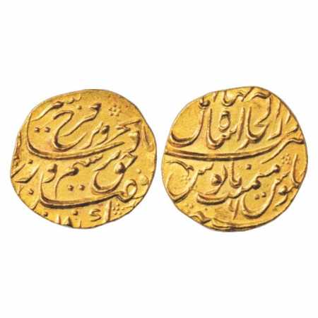Farrukhsiyar (1713-1719 AD), Gold Mohur, 10.86g. Dar ul-Khilafat Shahjahanabad Mint, RY 6,