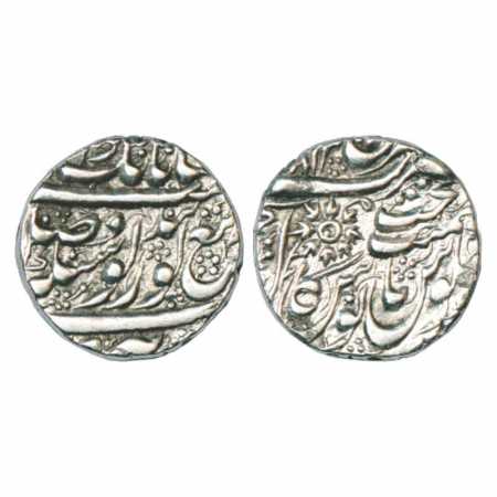 Sikh Empire, Silver Rupee of the Sikhs, VS (18)63, Amritsar Mint. Leaf replaced by flower-