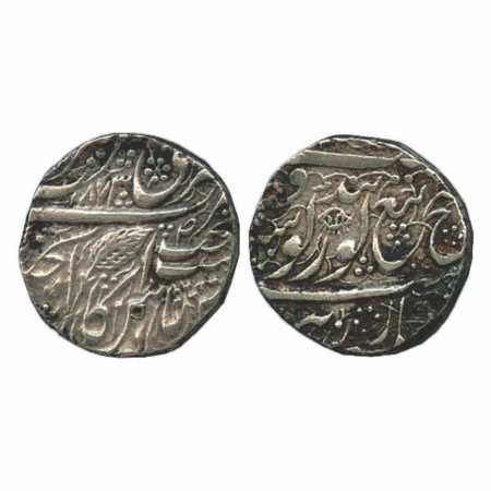 Sikh Empire, Nanakshahi Silver Rupee of the year VS 1873 of Amritsar Mint. Arabic letter S