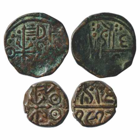 Gwalior, Jayaji Rao (1843-1886 AD), Copper Paisa (2), Thick and Thin flan, Dahod Mint, in 