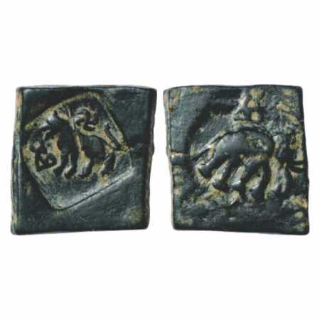 Post-Mauryan, Uninscribed Die-struck Copper coin of Taxila region (185-160 BC), 12.62g. Ob