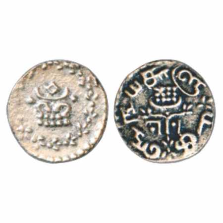 Travancore, Rama Varma IV (1860-1880 AD), Silver Velli Fanam, KM 22. Very Fine, Very Scarc