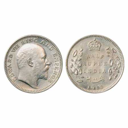 Edward VII, Silver ½ Rupee, 1910, Calcutta Mint, no mm, (PR 314). Extremely Fine / Uncircu