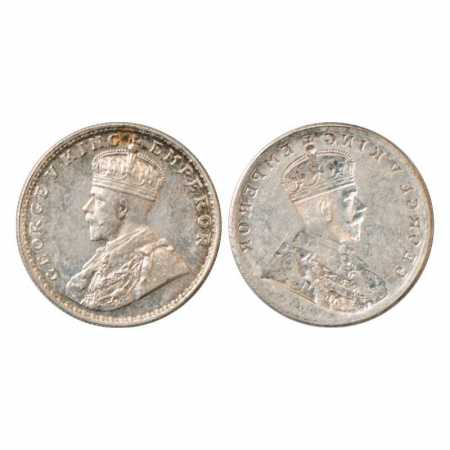 George V, Silver Rupee, Lakhi (Brockage) impression on reverse. The Lakhi impression of th