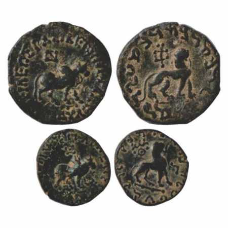 Indo-Scythians (2), Azes (58-35 BC), (a) Copper Unit, ISCH 102.120, 12.33g. Obv: Bull to r