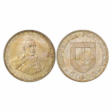 Portugal, 100th Birth Anniversary of Marechal Carmona, Silver 50 Escudos, 18.05g. 1969, KM