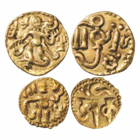 Sri Lanka (2), Anonymous Coinage of 970-1070 AD period, (a) Gold ¼ Kahavanu, 1.14g. Obv: '