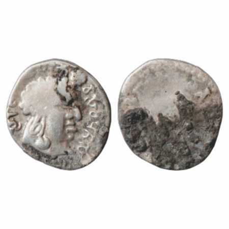 Satavahanas, Silver Portrait coin of Vasithuputa Siri Pulumavi (85-110 AD), 1.86g. Obv: Cu