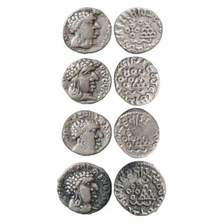 Satavahanas, A group of 4 Silver Portrait type Drachms of Vasithiputa Siri Satakani (120-1