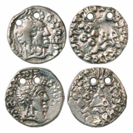 Satavahana, A group of 2 Silver Portrait type Drachma of Vasithiputa Siri Vijaya Satakani 