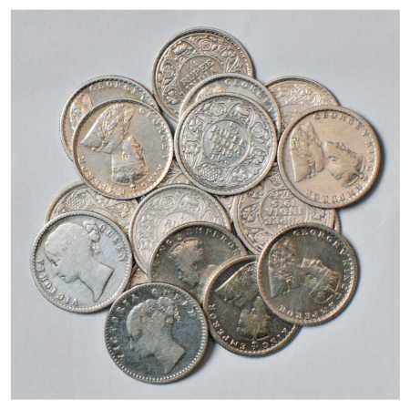 British India, Silver ¼ Rupees (18), 2x Victoria Queen, 1840 and 14x George V, all differe