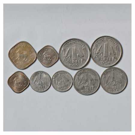 Republic of India (9), 1954, Rupee, Half Rupee and ¼ Rupee, 1950 Rupee Half Rupee and ¼ Ru