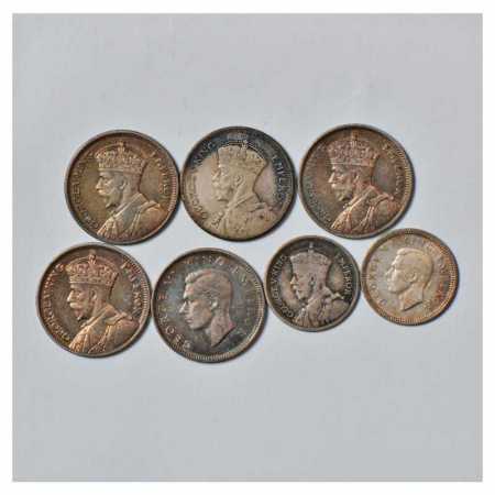 New Zealand (7), Silver Coins, 5x Six Pence and 2x Three Pence, various dates. (7 Coins)