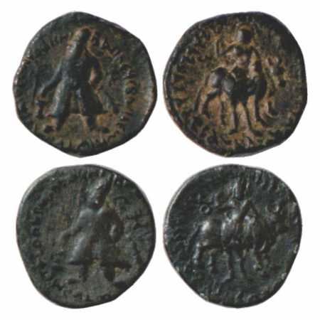 Kushans, Wima Kadphises (110-127 AD), Copper Quarter Units (2), MAC 3053-3054, 4.19g and 3