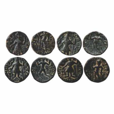 Kushans, Kanishka (127-150 AD), Copper Coins (4) of the Eastern or Jammu-Kashmir series wi