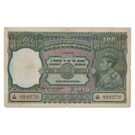 British India, George VI, 100 Rupees, ND (1938), Lahore Circle, signed by J.B. Taylor, Ser