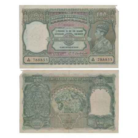 British India, George VI, 100 Rupees, ND (1938), Karachi Circle, signed by C.D. Deshmukh, 