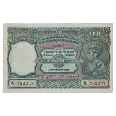 British India, George VI, 100 Rupees, ND (1944), Bombay Circle, signed by C.D. Deshmukh, S