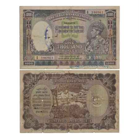 British India, George VI, 1000 Rupees, ND (1938), Calcutta Circle, signed by J.B. Taylor, 