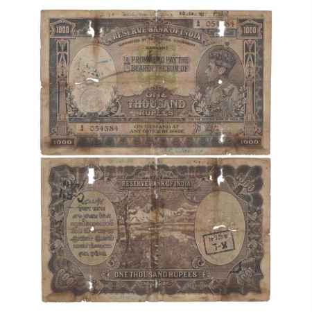British India, George VI, 1000 Rupees, ND (1938), Karachi Circle, signed by J.B. Taylor, S