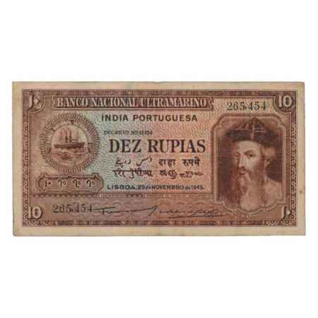 Indo-Portuguese Territories, 10 Rupias, 6th Issue, 29th November 1945, signed by Antonio D