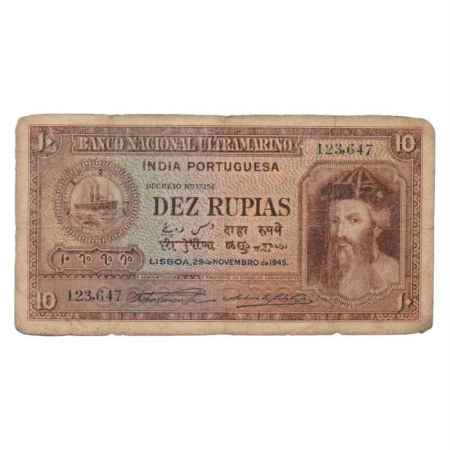 Indo-Portuguese Territories, 10 Rupias, 6th Issue, 29th November 1945, signed by Antonio D