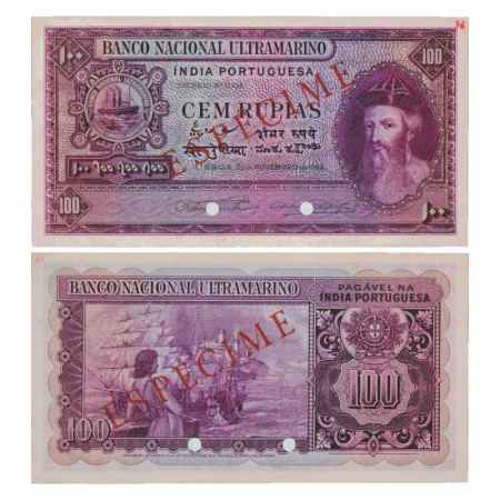 Indo-Portuguese Territories, 100 Rupias, 'ESPECIME' (Specimen) overprint in Red, 6th Issue
