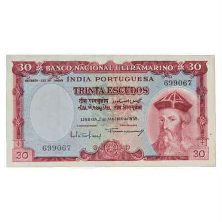 Indo-Portuguese Territories, 30 Escudos, 7th Issue, dated 2nd January 1959, signed by Fran