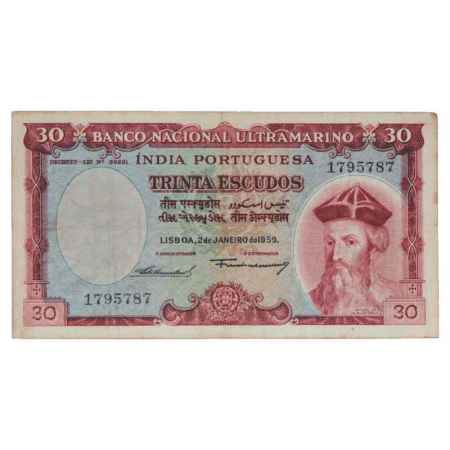 Indo-Portuguese Territories, 30 Escudos, 7th Issue, dated 2nd January 1959, signed by Fran