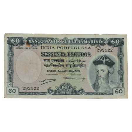 Indo-Portuguese Territories, 60 Escudos, 7th Issue, dated 2nd January 1959, signed by Fran