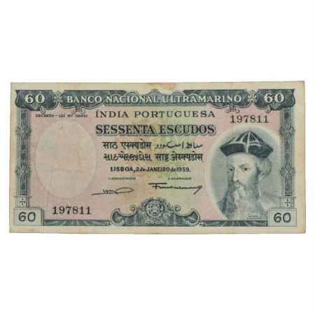 Indo-Portuguese Territories, 60 Escudos, 7th Issue, dated 2nd January 1959, signed by Fran