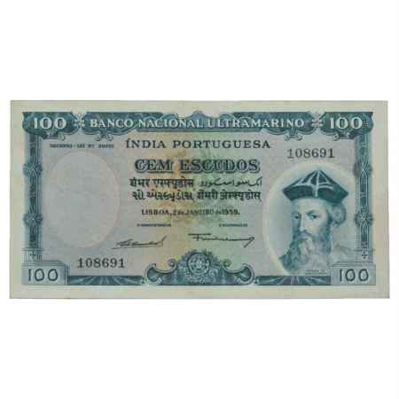 Indo-Portuguese Territories, 100 Escudos, 7th Issue, dated 2nd January 1959, signed by Fra