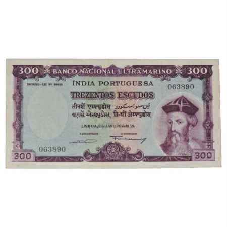 Indo-Portuguese Territories, 300 Escudos, 7th Issue, dated 2nd January 1959, signed by Fra