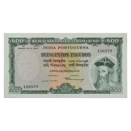 Indo-Portuguese Territories, 600 Escudos, 7th Issue, dated 2nd January 1959, signed by Fra