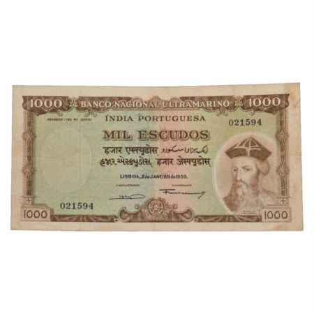 Indo-Portuguese Territories, 1000 Escudos, 7th Issue, dated 2nd January 1959, signed by Fr