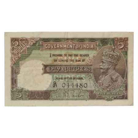 British India, George V, 5 Rupees, ND (1934), signed by J.B. Taylor, Serial No.: Q21 04448