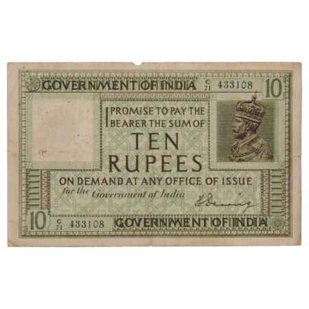 British India, George V, 10 Rupees, ND (1925), signed by H. Denning, Serial No.: C71 43310