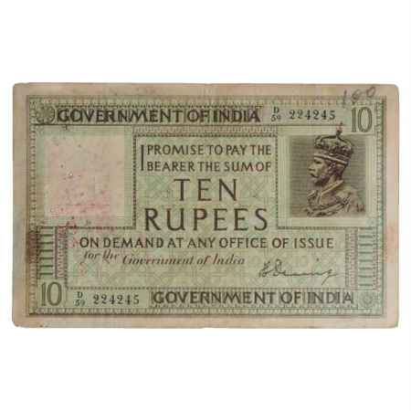 British India, George V, 10 Rupees, ND (1925), signed by H. Denning, Serial No.: D59 22424