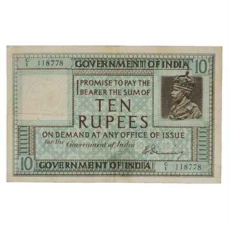 British India, George V, 10 Rupees, ND (1923), signed by H. Denning, Serial No.: C1 118778