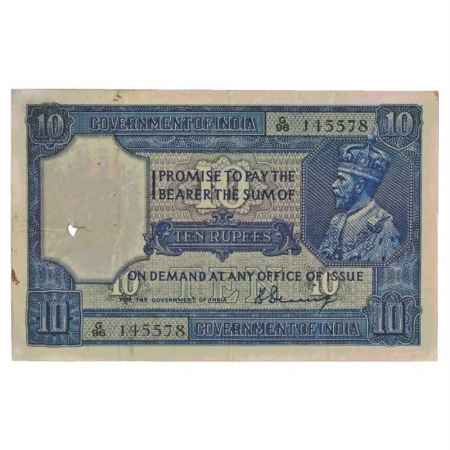 British India, George V, 10 Rupees, ND (1925), signed by H. Denning, Serial No.: G96 14557