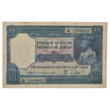 British India, George V, 10 Rupees, ND (1926), signed by J.B. Taylor, Serial No.: J60 1298