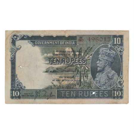 British India, George V, 10 Rupees, ND (1934), signed by J.B. Taylor, Serial No.: M80 4960