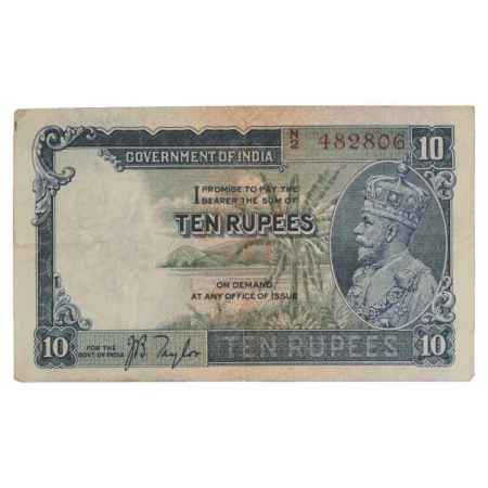 British India, George V, 10 Rupees, ND (1935), signed by J.B. Taylor, Serial No.: N2 48280