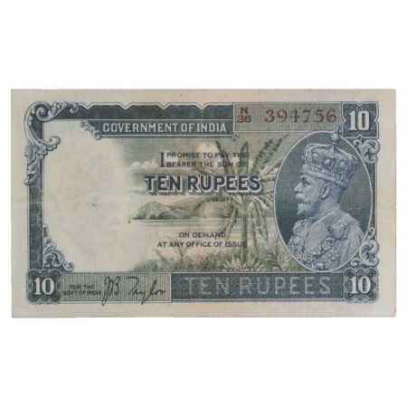 British India, George V, 10 Rupees, ND (1935), signed by J.B. Taylor, Serial No.: N36 3947