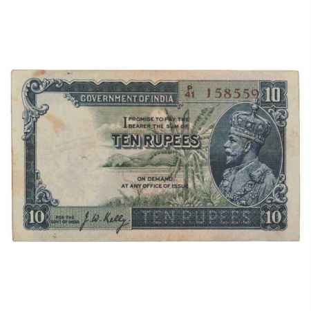 British India, George V, 10 Rupees, ND (1935), signed by J.W. Kelly, Serial No.: P41 15855