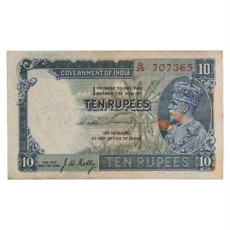 British India, George V, 10 Rupees, ND (1935), signed by J.W. Kelly, Serial No.: Q29 70736