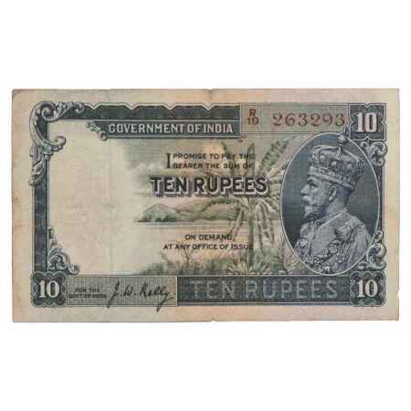 British India, George V, 10 Rupees, ND (1935), signed by J.W. Kelly, Serial No.: R19 26329