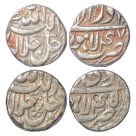 Akbar (1556-1605 AD), Silver ½ Rupee (2), Lahore Mint, Azar 47 and Di 45, KM 66.3. (2 Coin